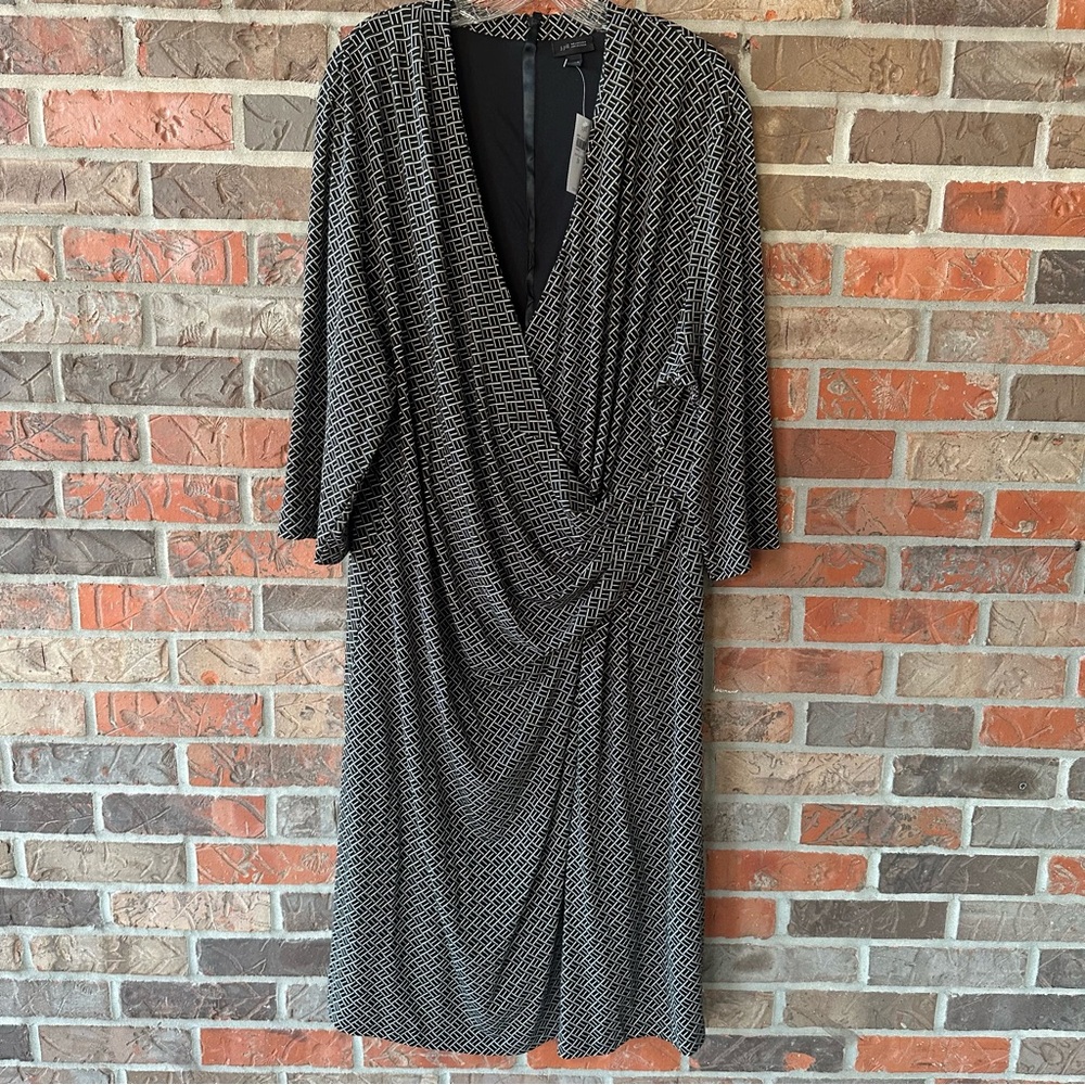 J. Jill Wearever Collection Faux Wrap Geometric Print Dress 3X Retail $139